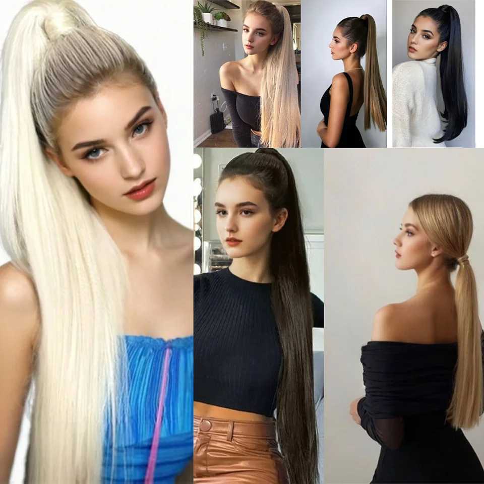 Ponytail Extension Claw Straight Clip in Hairpiece Ponytail Hair Extensions Long Pony Tail Synthetic for WomenXJ241221
