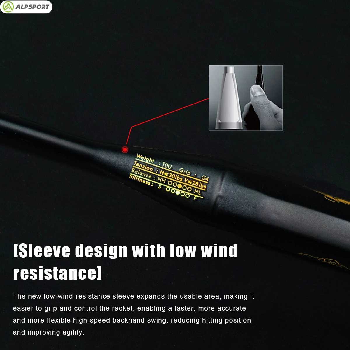 ALP GD 0U Badminton Racket 52g T800 Ultralight MAX 32lbs T800 Carbon Fiber including Badminton String and Badminton BagW241221