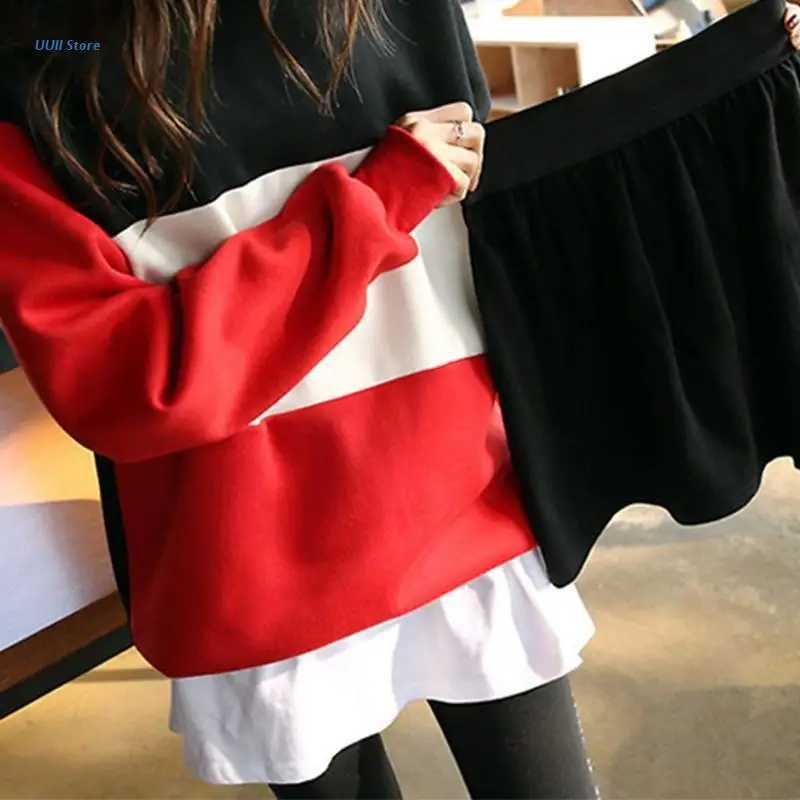 Women A-Line Shirt Extender Side Split Flare Hem Layering Top Sweep Slip SkirtXJ241221