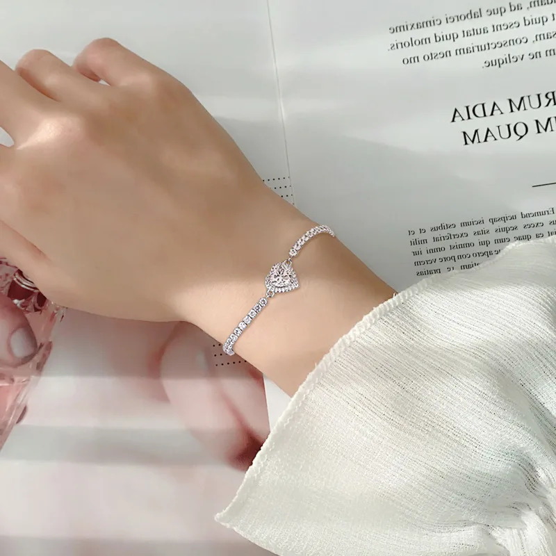 Adjustable Heart Bracelet for Women Certified Original 925 Sterling Silver Anniversary Bracelets Trend Fine Gift 241214
