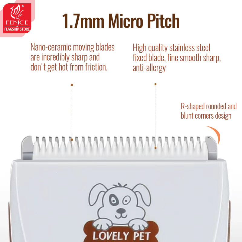 Fenice Rechargeable Electrical Pet Clipper Hine Grooming Animals Haircut Trimmer And Blade Set Low Noice