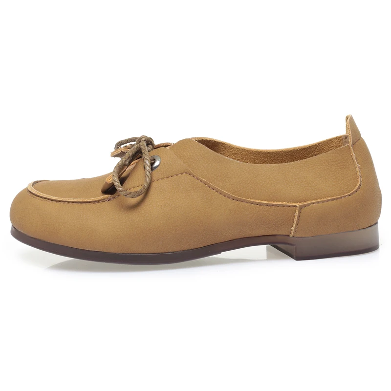 AIYUQI Women's Vintage Shoes Casual Spring Shoes Ladies Round Toe Lace-up Genuine Leather Large Size Women's Shoes