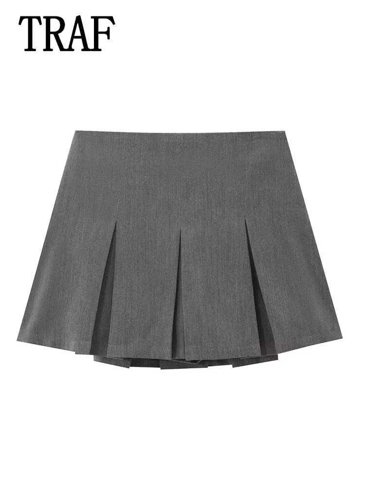 TR Women Pleats Short Skirts 2024 New Fashion Women Shorts Skirt Woman Mid-Waist Mini Skirts Casual Summer SkortXJ241221