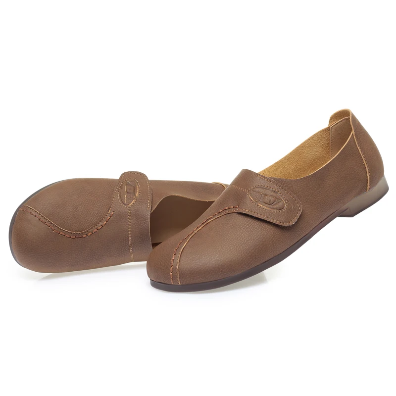 AIYUQI Women's Casual Shoes Spring Genuine Leather Women's Shoes Mom Large Size Vintage Round Toe Ladies Shoes