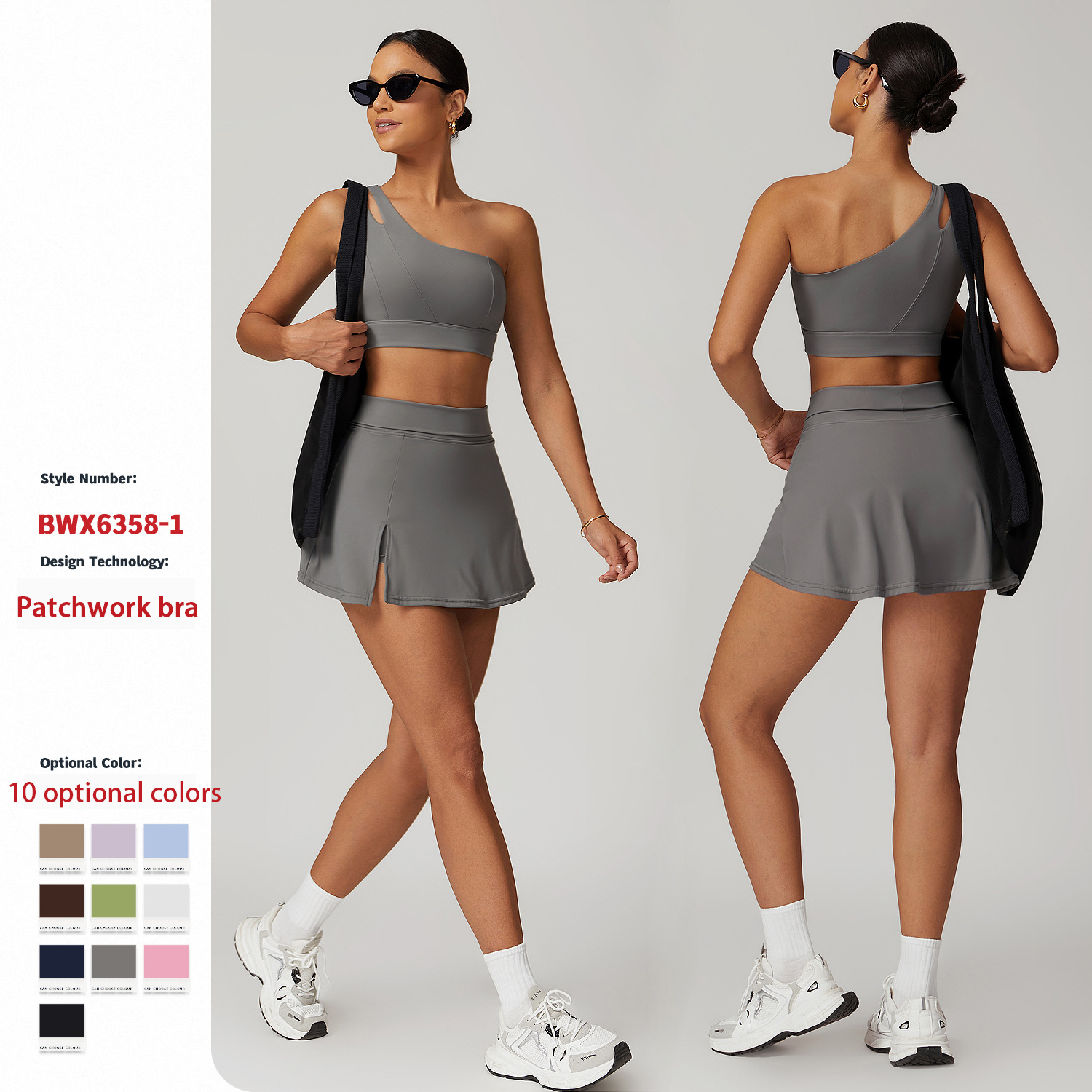 Slanted One Shoulder Bra Yoga Set Quick Dry Back Fitness Outdoor Running Exercise Set