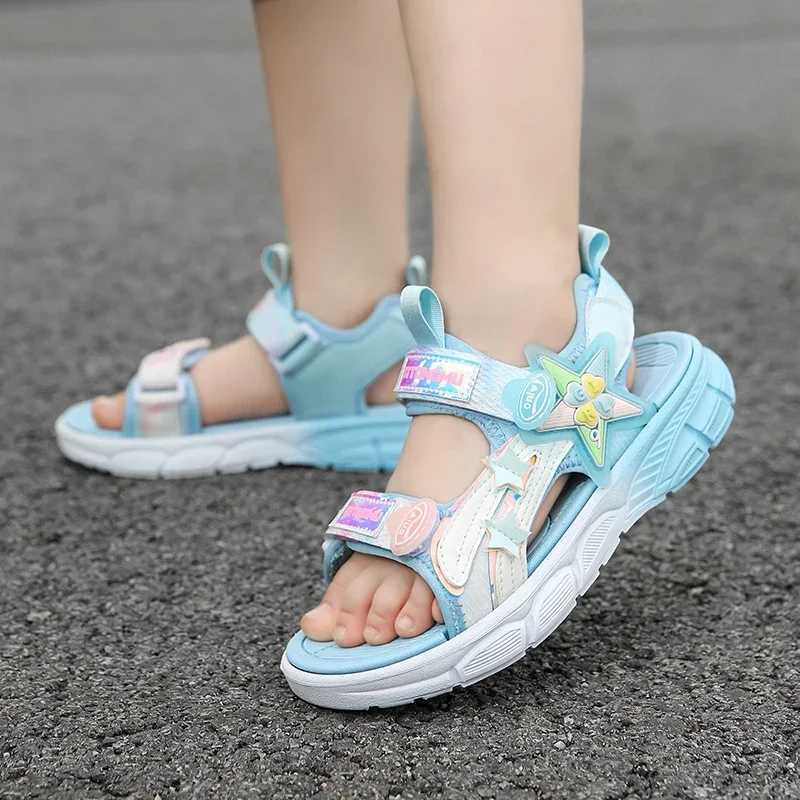 Sandals Cute Girls Pink Purple Sandals Summer Girls Sandals Fashion Light Soft Flats Toddler Infant Casual Beach Children Shoes Outdoor H241217