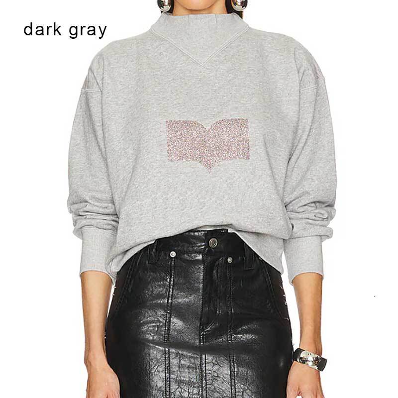New Women's Black Cotton Sweatshirt Sier-Tone Foiled Sweatshirt Female New Autumn Winter Women Tops