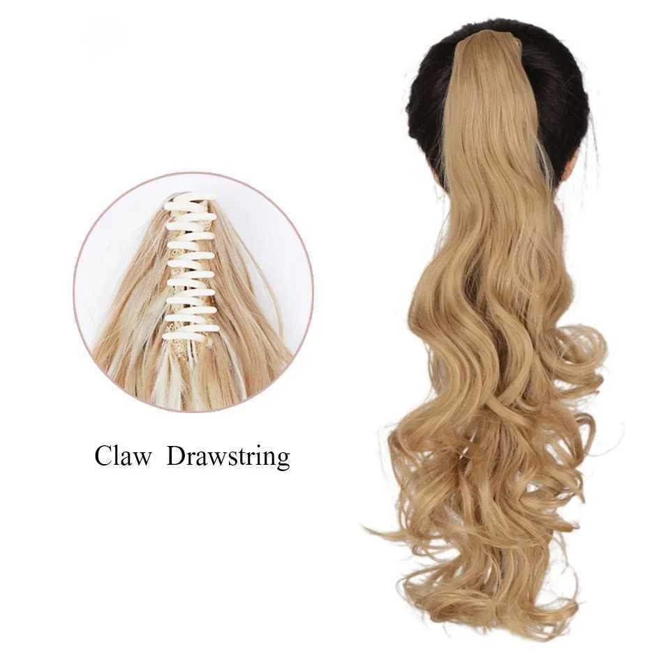 Short Wavy Synthetic Ponytail for Women Black Grey Ombre Claw Clip in Ponytail Hair Extensions Daily Use Party Fake HairpiecesXJ241221