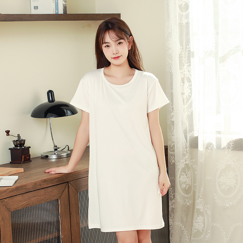 B587-Spring and autumn nightdresses for women, summer home clothes, cool short-sleeved maternity clothes, can be worn outside, large size, loose and s