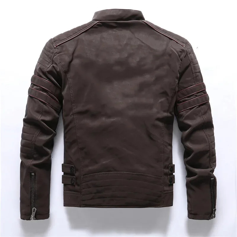 Autumn/Winter Mens Thickened Leather Jacket Motorcycle European and American Style Coat 241216