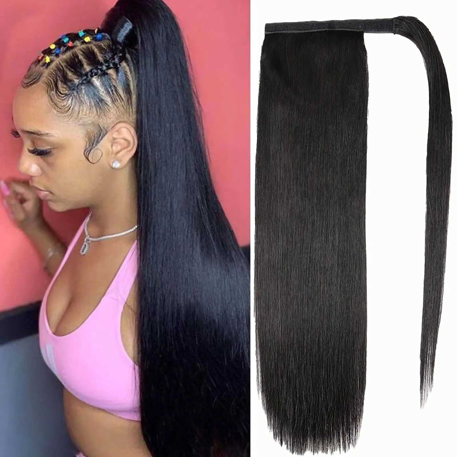 Kinky Curly Ponytail Human Hair 100g Wrap Around Clip In Hair Extension Natural Color Remy Indian Hair Body Wave PonytailsXJ241221
