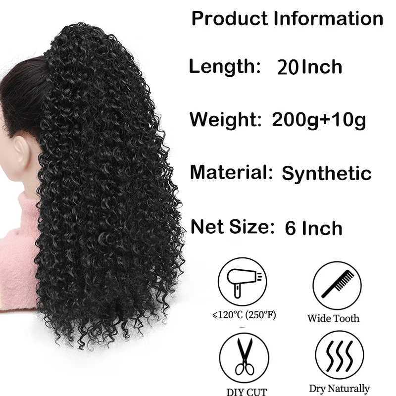 Long Curly Drawstring Ponytail Afro Puff Kinky Curly Ponytail Hair Extensions Fluffy Synthetic Fake Horse Tail Hair for WomenXJ241221