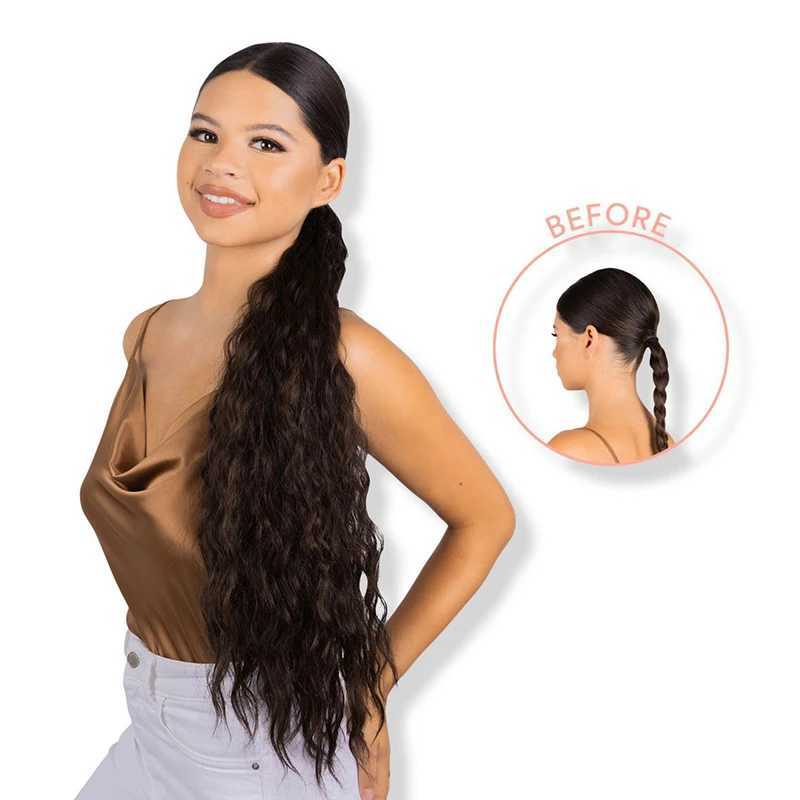 Fake Pony Tail Hair Extension Long Water Wave Drawstring Ponytail Hairpieces for Women Natural Synthetic False Ponytail HairXJ241221
