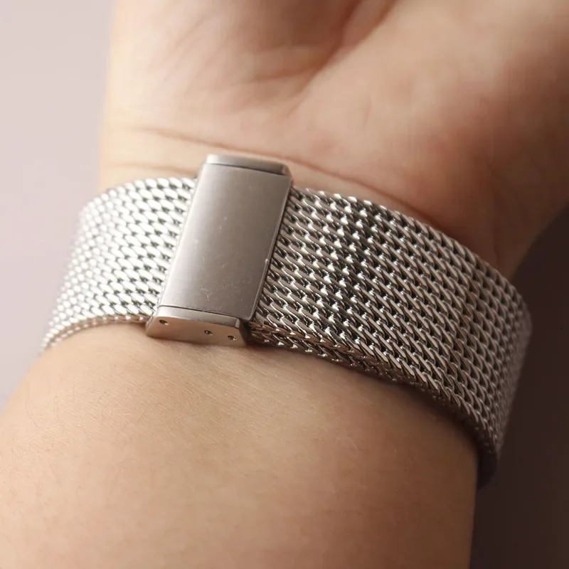 Stainless steel mesh watchband 18mm 20mm 21mm 22mm 24mm silver watch strap bracelet special fold clasp deployment quick pin 241220