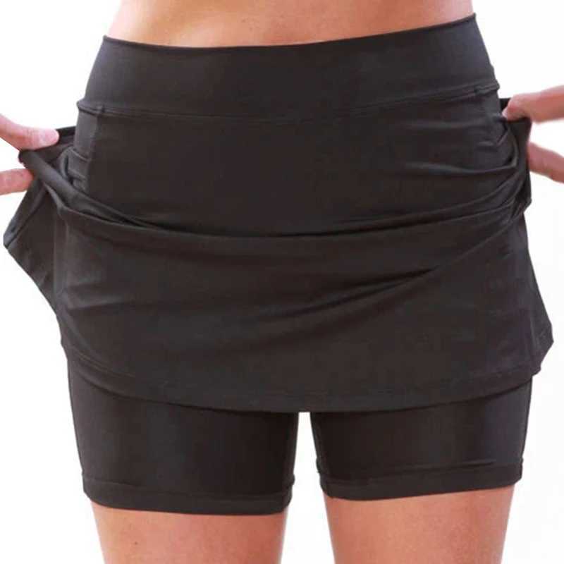 1pcs Womens Summer Slim High Waist Short Skirt Solid Color Running Skirt with Pockets Tennis Sports Hot Workout ShortsXJ241221