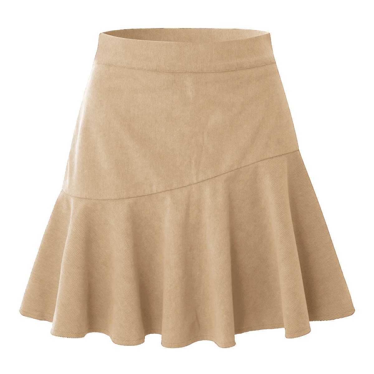 New In 2023 Womens Fall Winter Corduroy Skirt Office Lady High Waist Black Brown Zipper Sexy Short Pleated SkirtsXJ241221