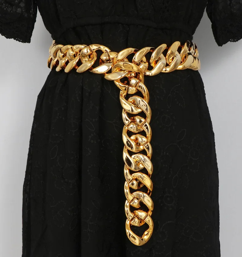2024 Ladies Belt Punk Exaggerated Chain Belt Women Ladies Fashion Waist Belt Waistband For Dress Jeans Clothing Accessories 241220
