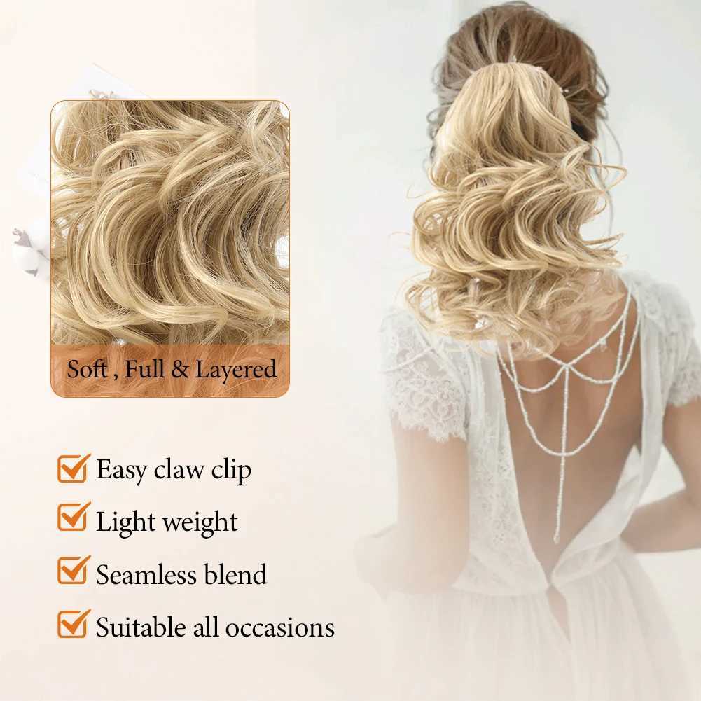 Short Ponytail Extension Thick Wavy Curly Claw Clip in Pony Tails 10 Inch Soft Natural Looking Synthetic Hairpiece for WomenXJ241221