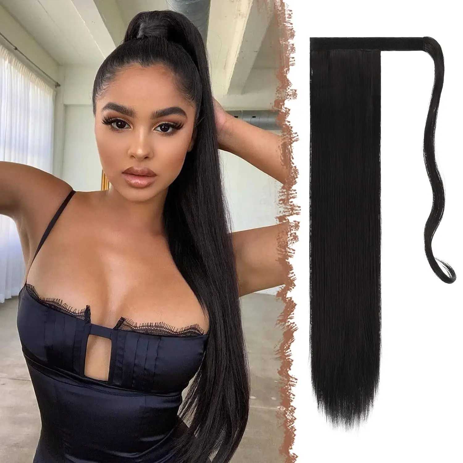 Synthetic Straight Long Ponytail Extensions Wrap Around Ponytail Hair Piece Pony Tail Hair Extensions Hairpieces for Women GirlsXJ241221