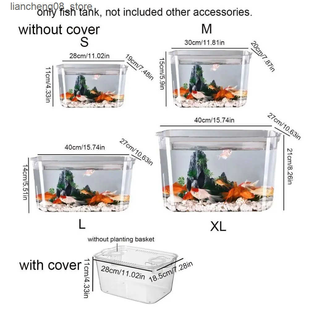 Other Pet Supplies Explosion proof plastic fish tank PET transparent desktop fish tank small ecological water tank L240910