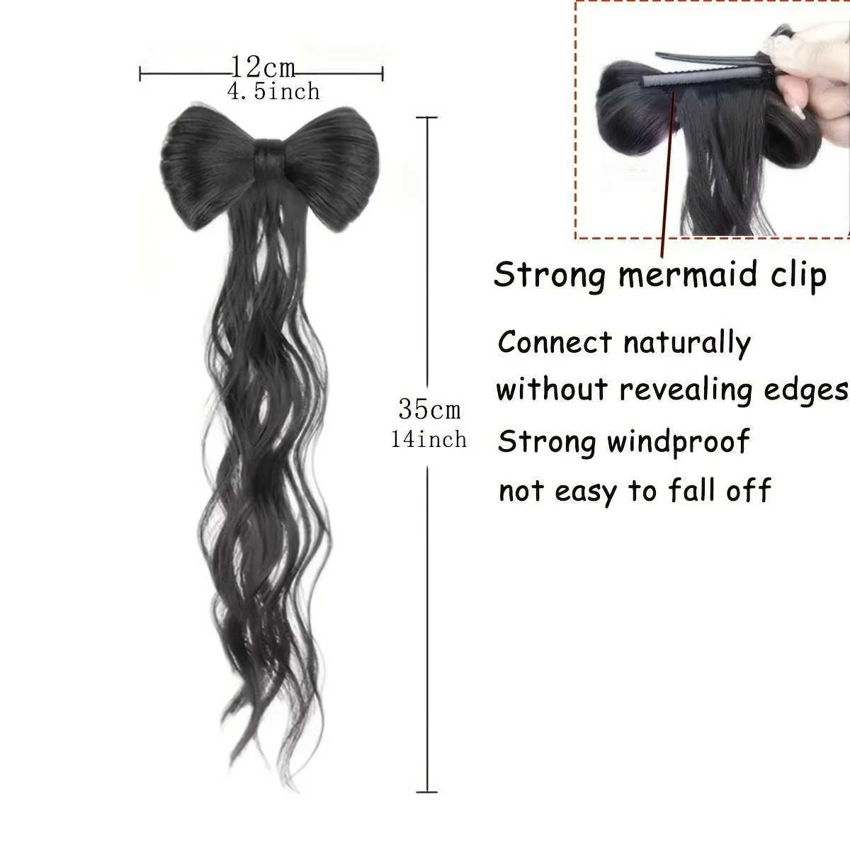 Synthetic Bowknot Claw clamp shape Hair Ponytail bun Clip In Hair Extensions Hair accessories suitable for womens daily useXJ241221