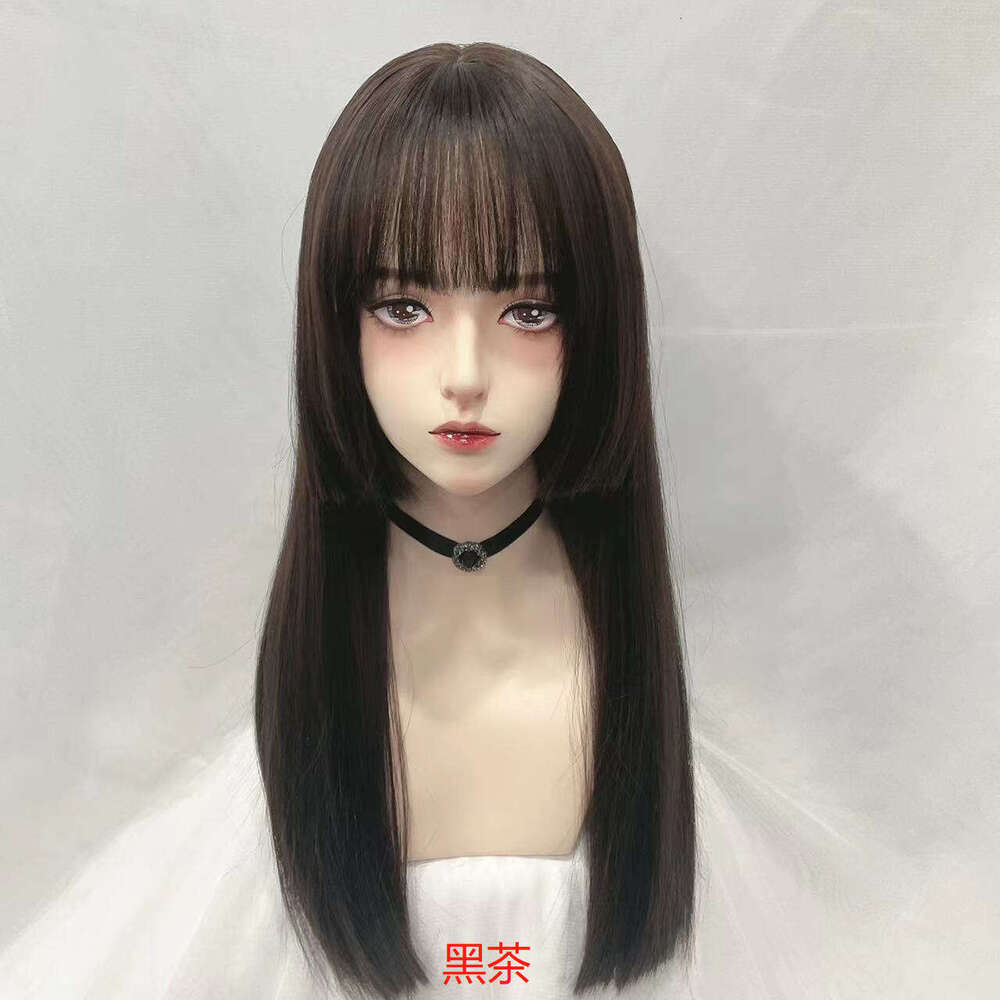New Long Straight Personalized High Temperature Silk Simulation Himeji Hair Princess One Cut Wig Set
