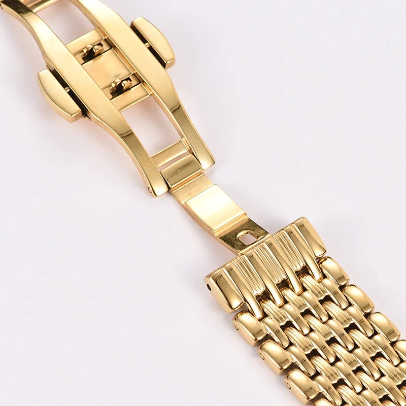 Stainless Steel Slim Watch Band Accessories 16mm 18mm 20mm 22mm Gold Silver Waterproof Butterfly Buckle Strap L4 241220