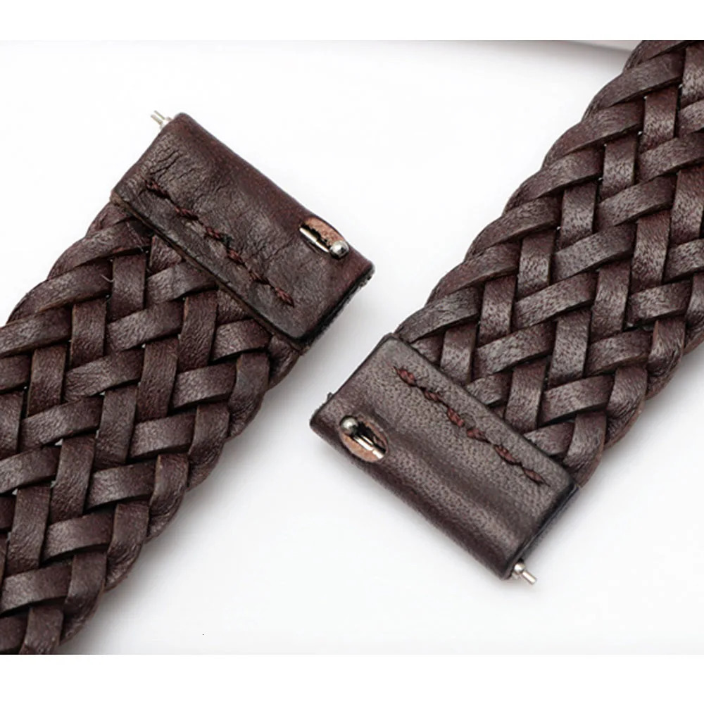 20mm 22mm 24mm Genuine Leather Braided Watch Strap Men Women Universal Quick Release Cowhide Wrist Band Bracelet Accessories 241220