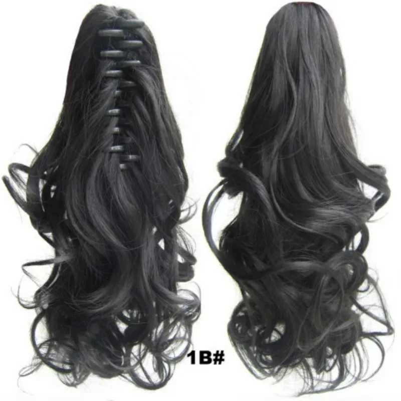 Synthetic Heat Resistant Hair Wavy Claw Clip in Ponytail Hair Extensions 90g 35cmXJ241221