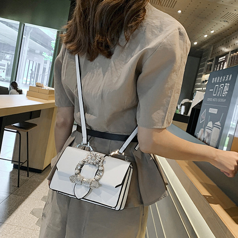 Luxury Sequined Diamond Shoulder Bag Chic Pearl Ladies' PU Leather Handbag White Crossbody Bag Handbags Women Bags Womens' Pouch