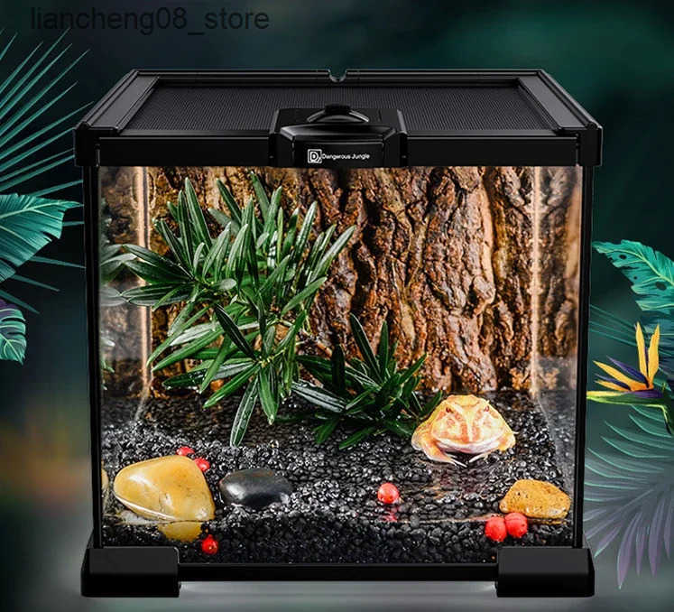 Other Pet Ecological Landscape Water Tank Crawler Glass Water Tank Horned Frog Guardian Palace Lizard Tortoise Breeding Box Beetle Rainforest L240910