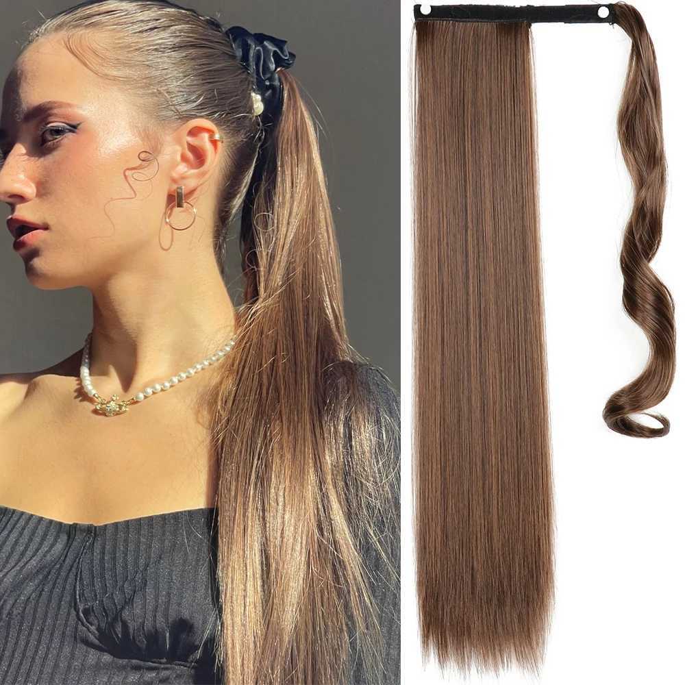 MERISIHAIR 22Inch Straight Ponytail Hair Synthetic Extensions Heat Resistant Hair Wrap Around Pony Hairpiece for Women Daily UseXJ241221