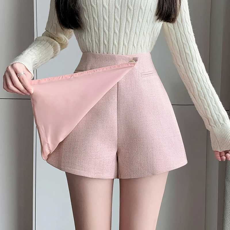 Korean Style Ladies Ele Tweed Shorts 2024 New Fashion Autumn Winter High Waist Woolen Shorts Skirts Women Casual Wool ShortsXJ241221