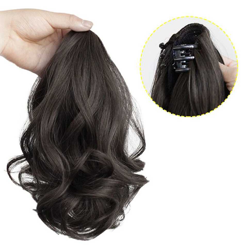 Synthetic Claw Clip In Ponytail Hair Extension 12Inch Short Curly Natural Tail Hair For Women Curly High Ponytail Hair PieceXJ241221