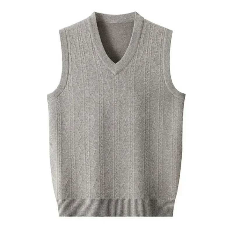 Trendy New Mens Business Casual Pullover Wear Warm Sleeveless Wool Knitted Sweater VestXJ241221