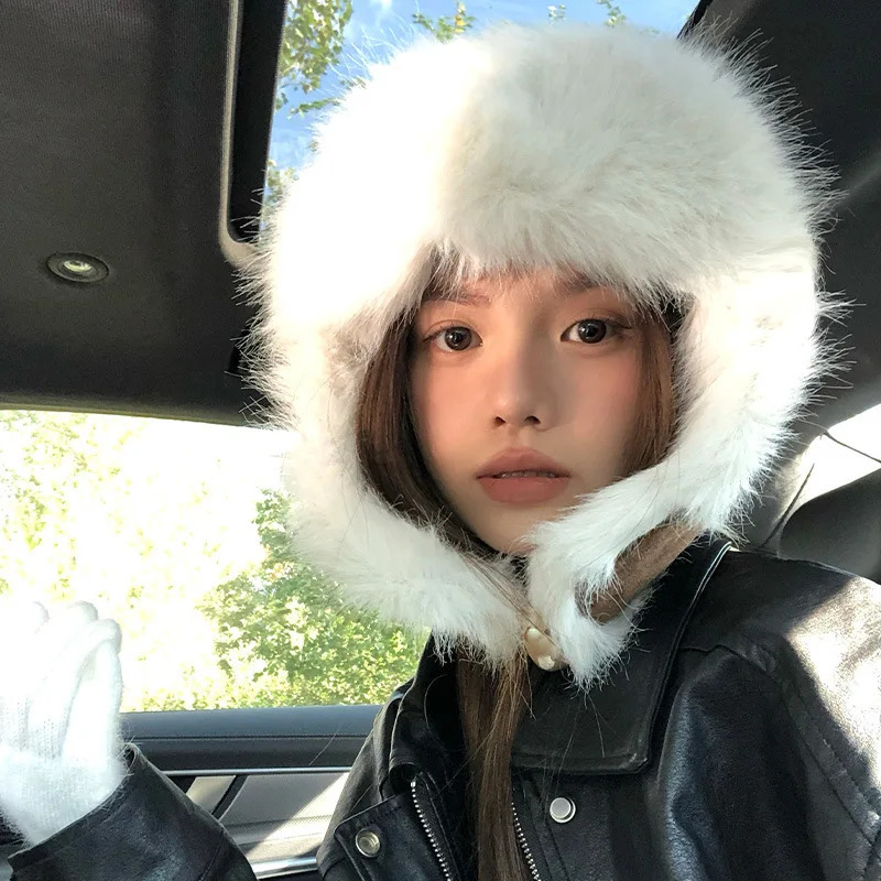 WInter leopard print pLush Lei Feng hat for men and women wInter bicycle suede windproof and warm ear protection skiing Russian hat 241220