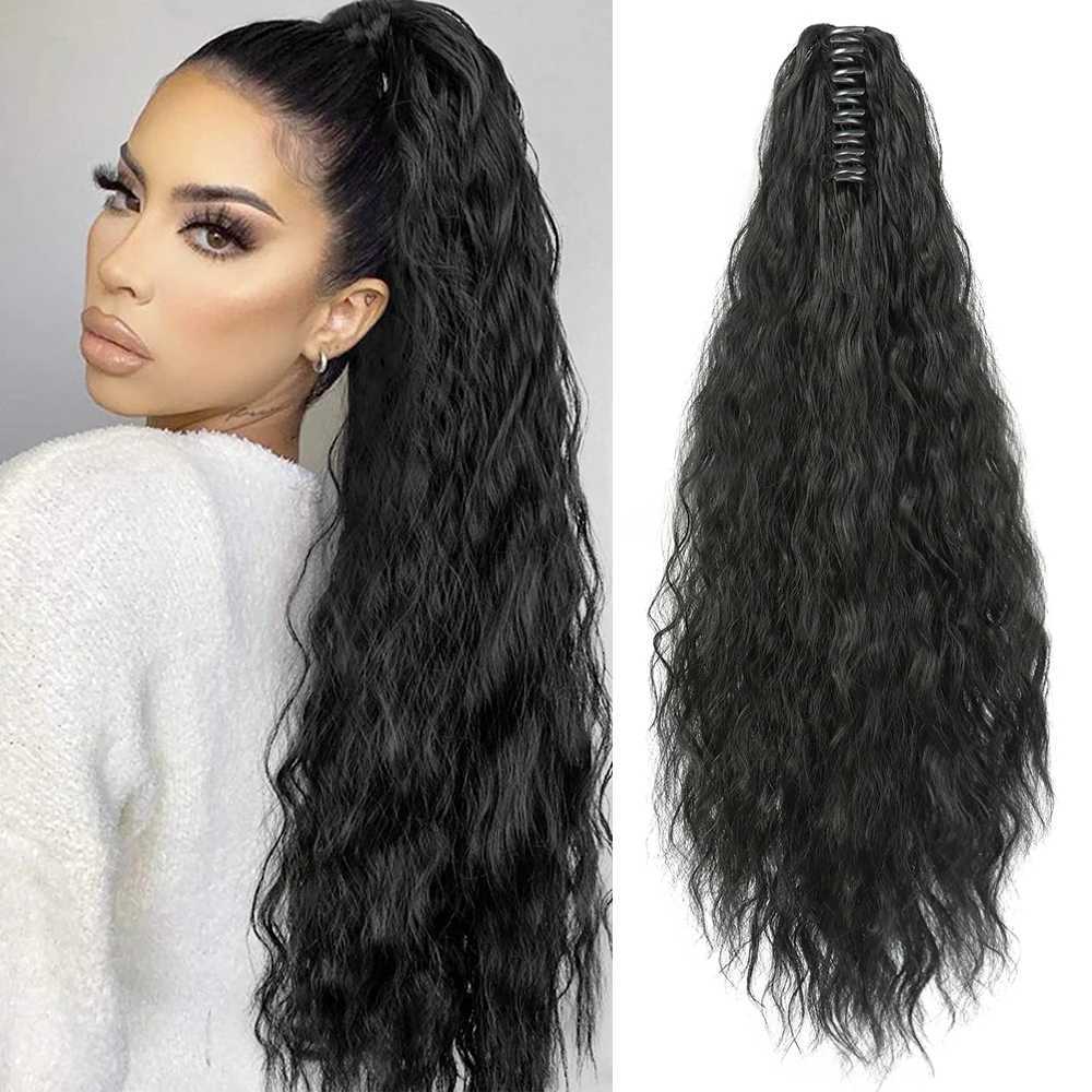 Long Curly Ponytail Claw Clip-In Pony Tail False Hair Synthetic Ponytail Hair Extension Black Blonde Heat Resistant FiberXJ241221