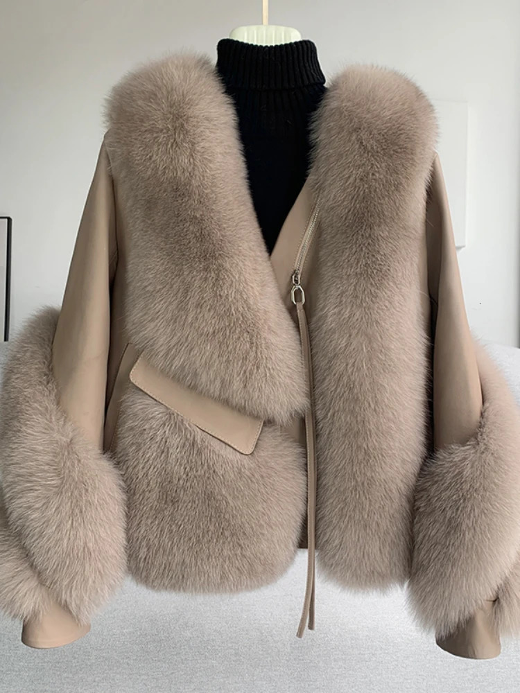 OFTBUY Real Fur Coat Winter Jacket Women Natural Fox Genuine Leather Outerwear Streetwear Locomotive Thick Warm 241216