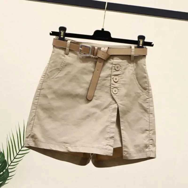 Women High Waist Shorts Summer Skirt Shorts High Waist Skirt Shorts with Side Split Pockets Above Knee Length for FeXJ241221
