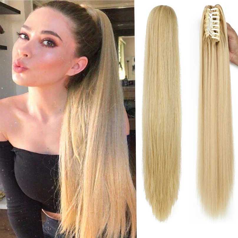 24-inch Versatile Claw-Clip Ponytail Extension - Smooth Synthetic Hair with Natural Feel - Easy-to-Attach Hairpiece for DailyXJ241221