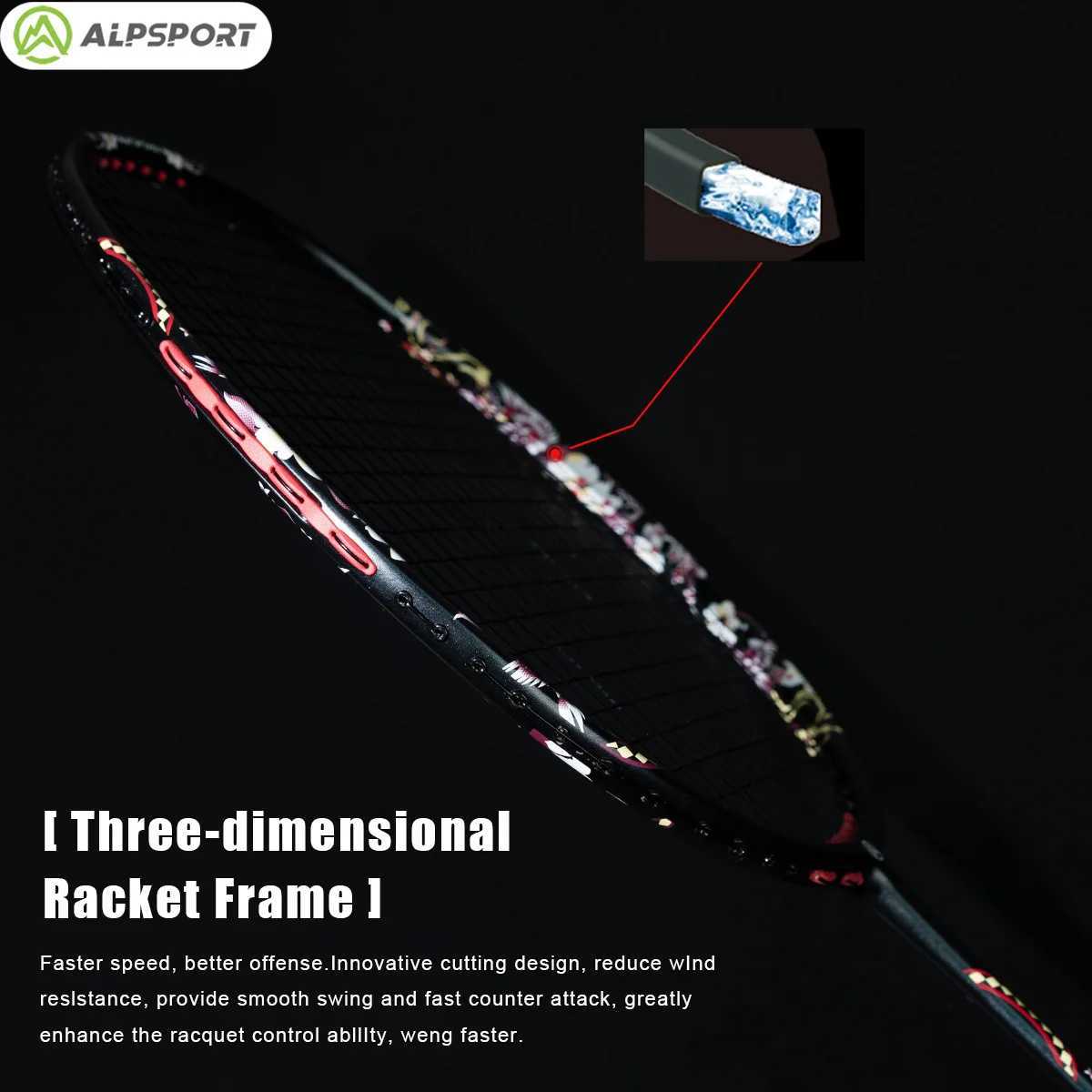 Alpsport HQ 6U all carbon fiber badminton rack maximum weight 35 pounds Japanese ukiyo-e black Raket 00% original designW241221