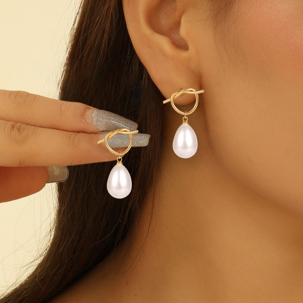 Chic Exaggerated Pearl Drop Earrings - Vintage Style from France