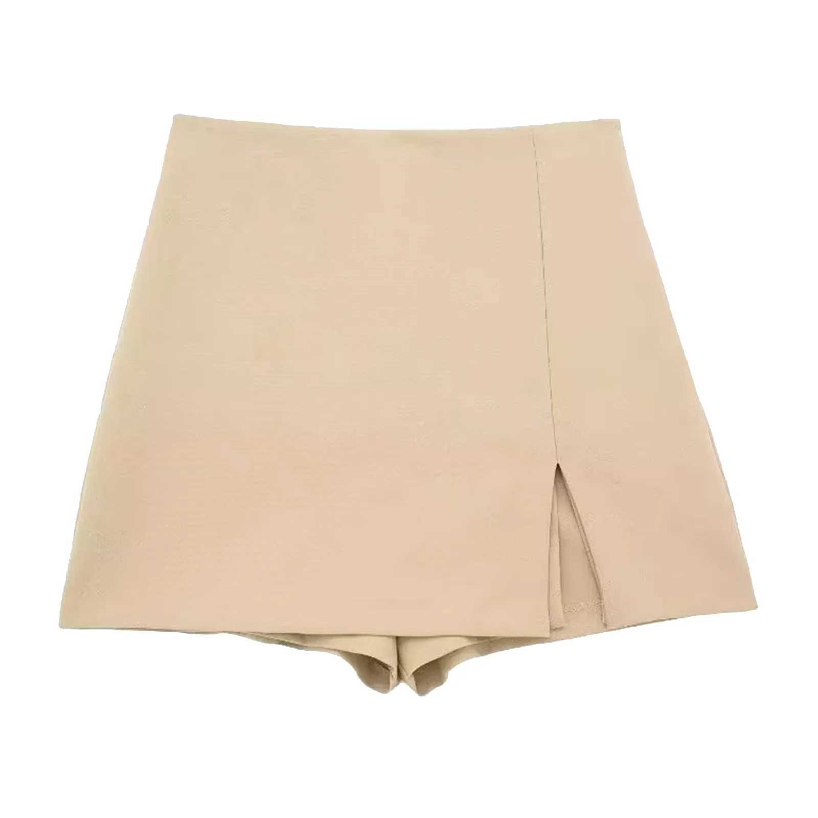 High Waist Wrapped Short Skirts Women Y2K Streetwear Asymmetrical Skorts Spring Summer Basic Solid Casual Office Mini SkirtXJ241221