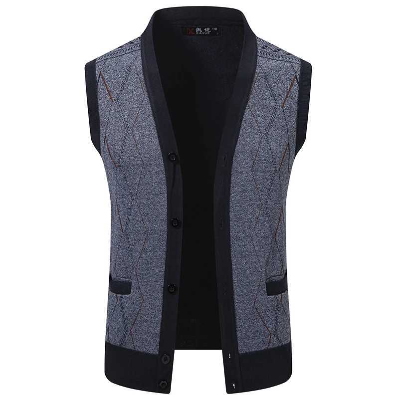 Mens Cardigan Sweater Vest with Autumn and Winter Warm Slim Knit Waistcoat For MenXJ241221