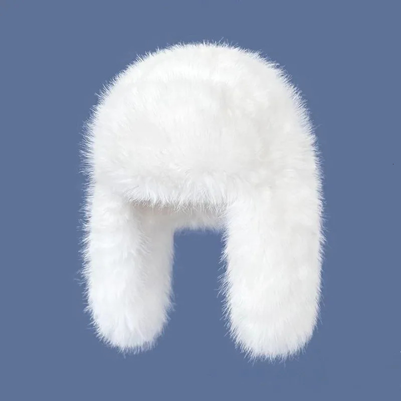 Winter faux mink plush hat for womens outdoor bicycles Lei Feng hat thick windproof earmuffs warm hat 241220