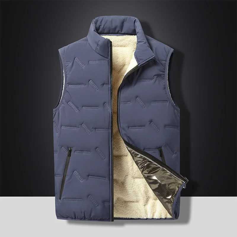 Mens Autumn Sleeveless Parka 2024 Winter Vest Jackets Casual Waterproof Vest Coats Mens Down Cotton Fleece Thick Thermal VestsXJ241221