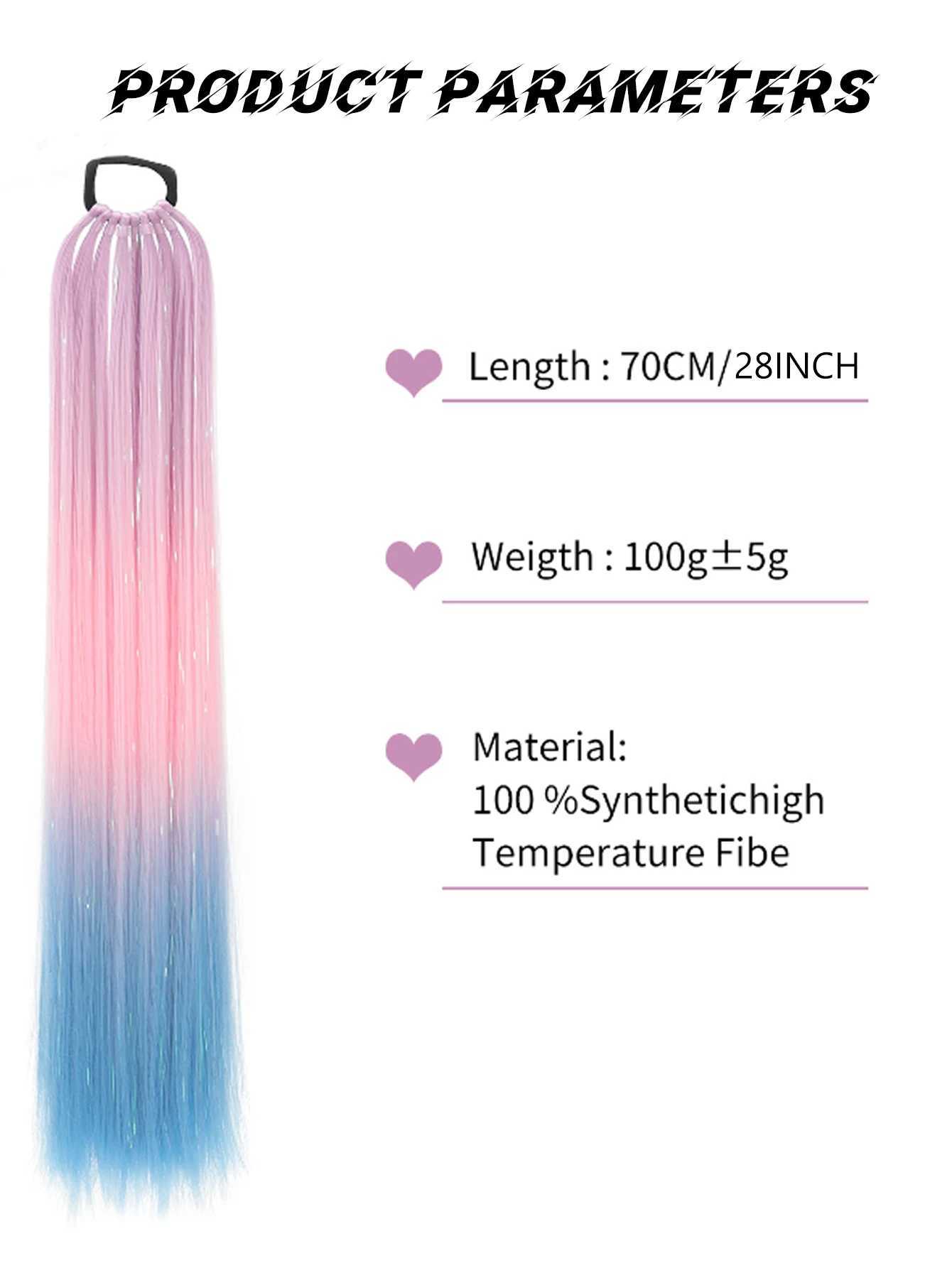28Inch Synthetic Hair Ponytail Hair Extensions With Hair Shiny Hair Ponytail Extension For Braiding Hair On Hair Tie Loose HaXJ241221