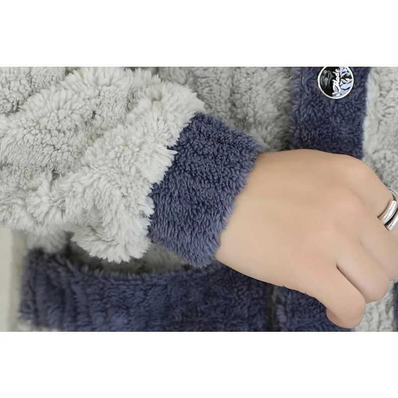 2023 new autumn sleepwear mens winter wool sleepwear thick casual wear wool three piece craft jacquard sleepwear warm set W241221