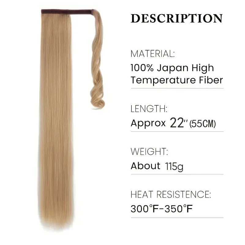 22Inch Straight Ponytail Hair Synthetic Extensions Heat Resistant Hair Wrap Around Pony Hairpiece for Women Daily UseXJ241221