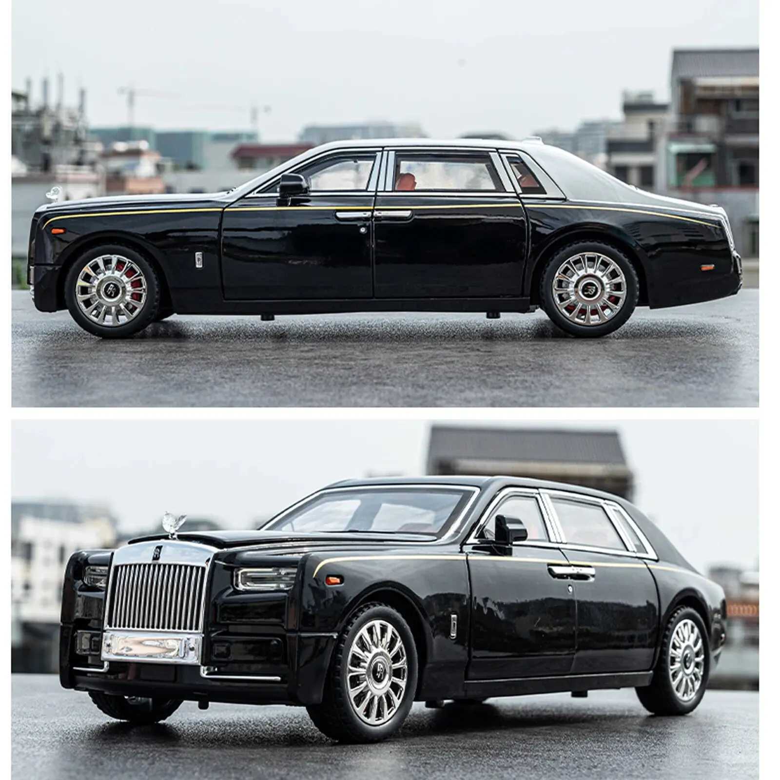 1 18 Rolls-Royce Phantom Model Car Zinc Alloy Pull Back Toy Diecast Car with Sound and Light Realistic Modeling Model ToyXJ241221